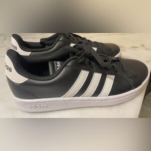 Adidas Mens Cloudfoam Black/white Lace Up LeatherSneakers-Sz 9-new worn nwot